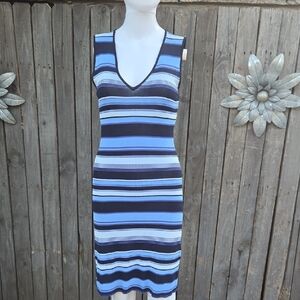 Guess Collection Striped Blue and Black Sleeveless Dress